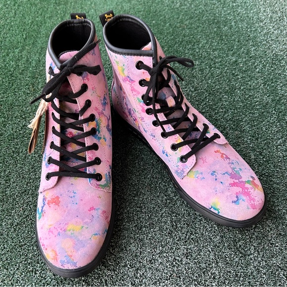NWT Dr. Martens Sheridan Rainbow Suede Boot Pink 10 - Picture 13 of 14